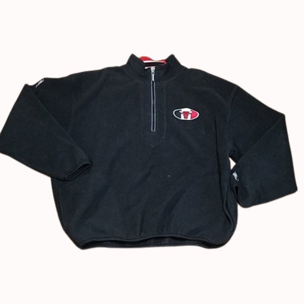 Starter Chicago bulls fleece 1/4 pullover Black Red Mens Sz XXL